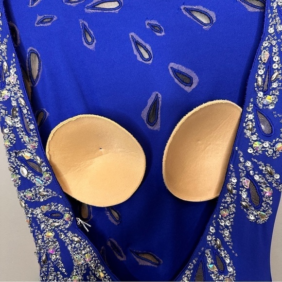 Macduggal Cassandra Stone Royal Blue cutout back formal maxi dress - Picture 11 of 16